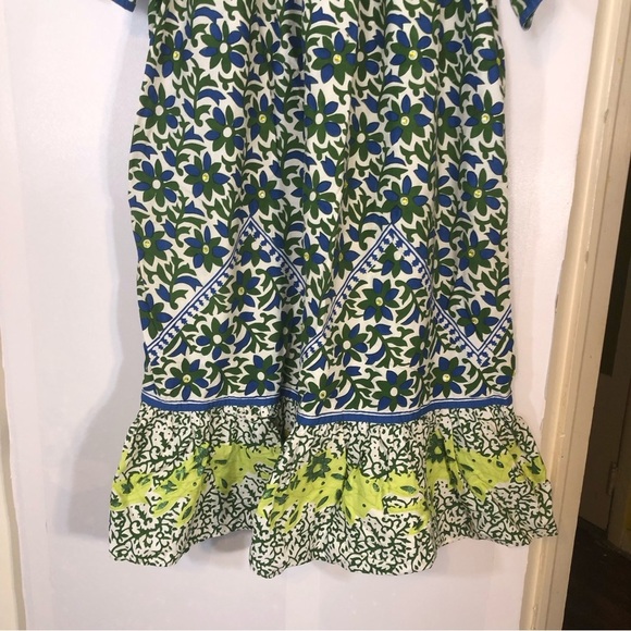 Go Softly Green Blue Floral Beaded Patio Dress Muumuu | Small/Medium - Picture 4 of 11